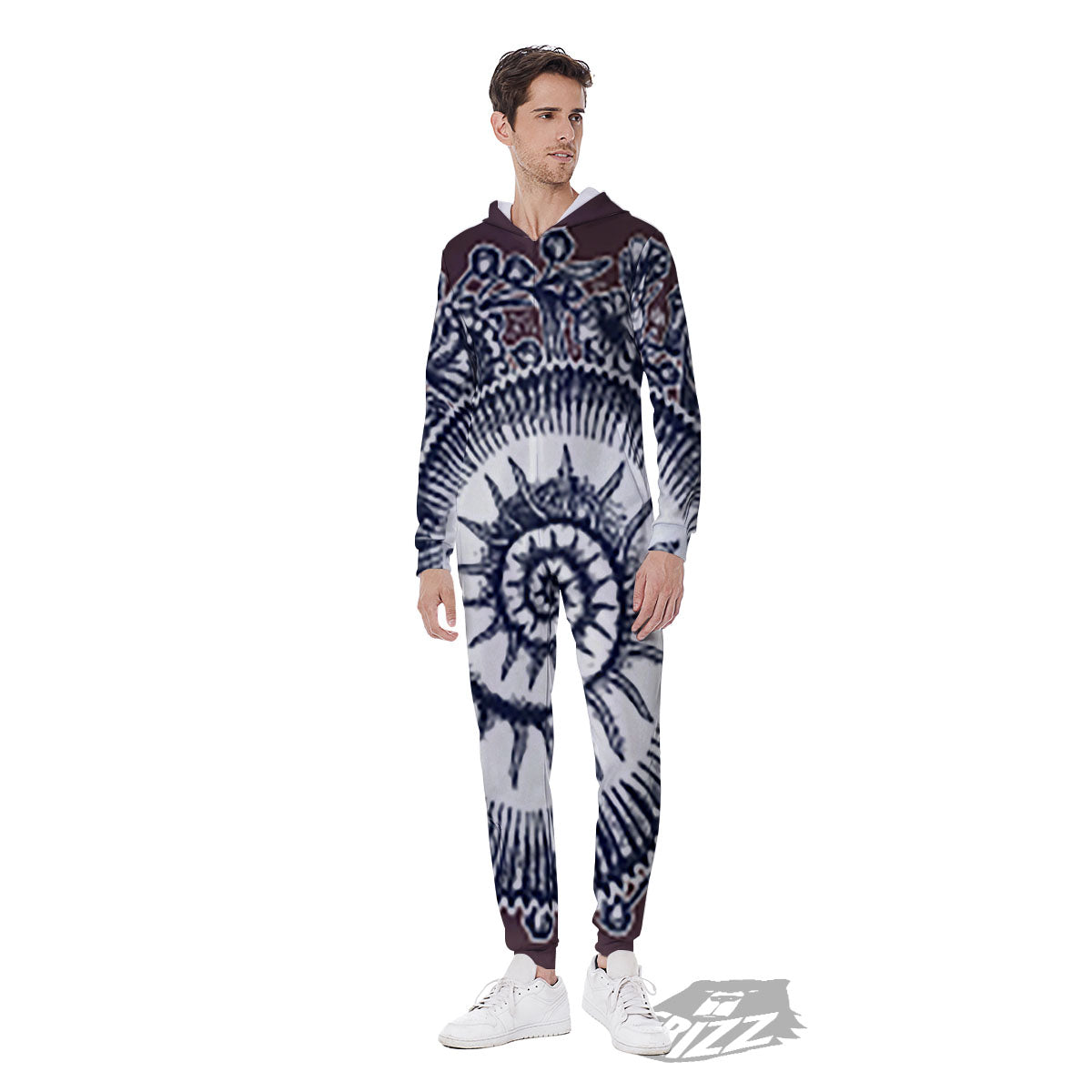 Fossil Ammonite Shell Print Men's Jumpsuit-grizzshop
