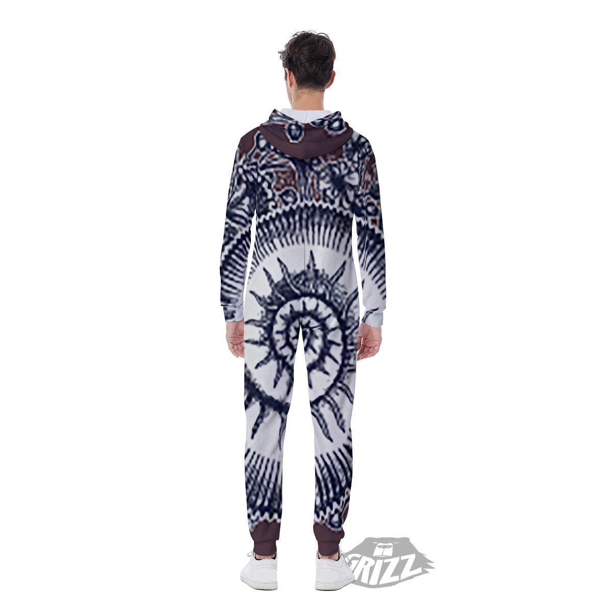 Fossil Ammonite Shell Print Men's Jumpsuit-grizzshop