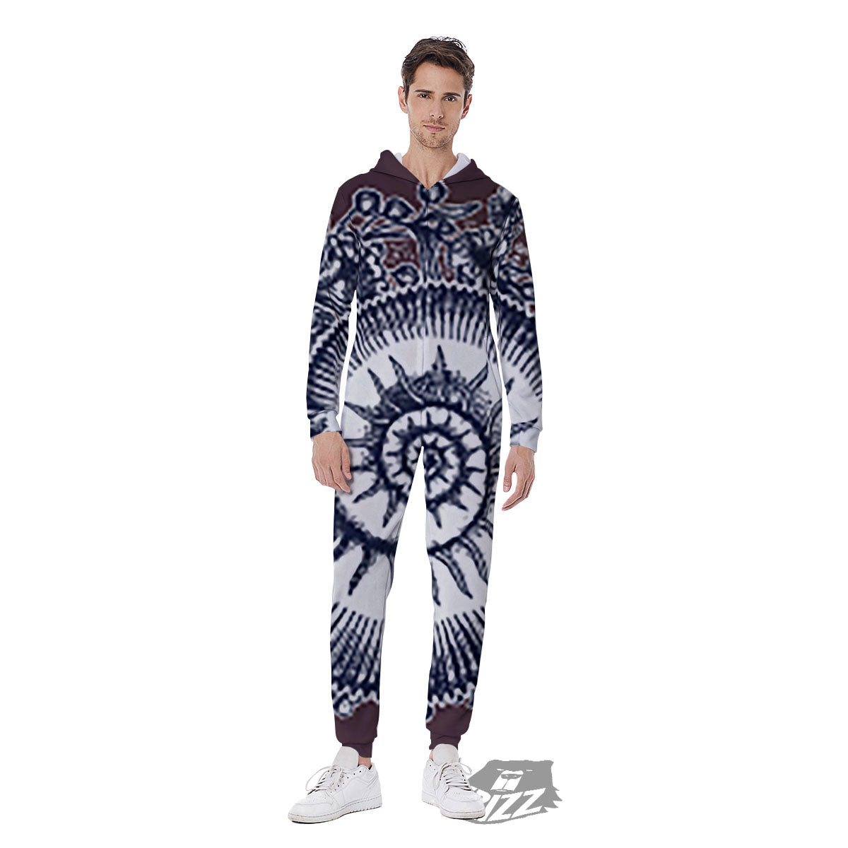 Fossil Ammonite Shell Print Men's Jumpsuit-grizzshop