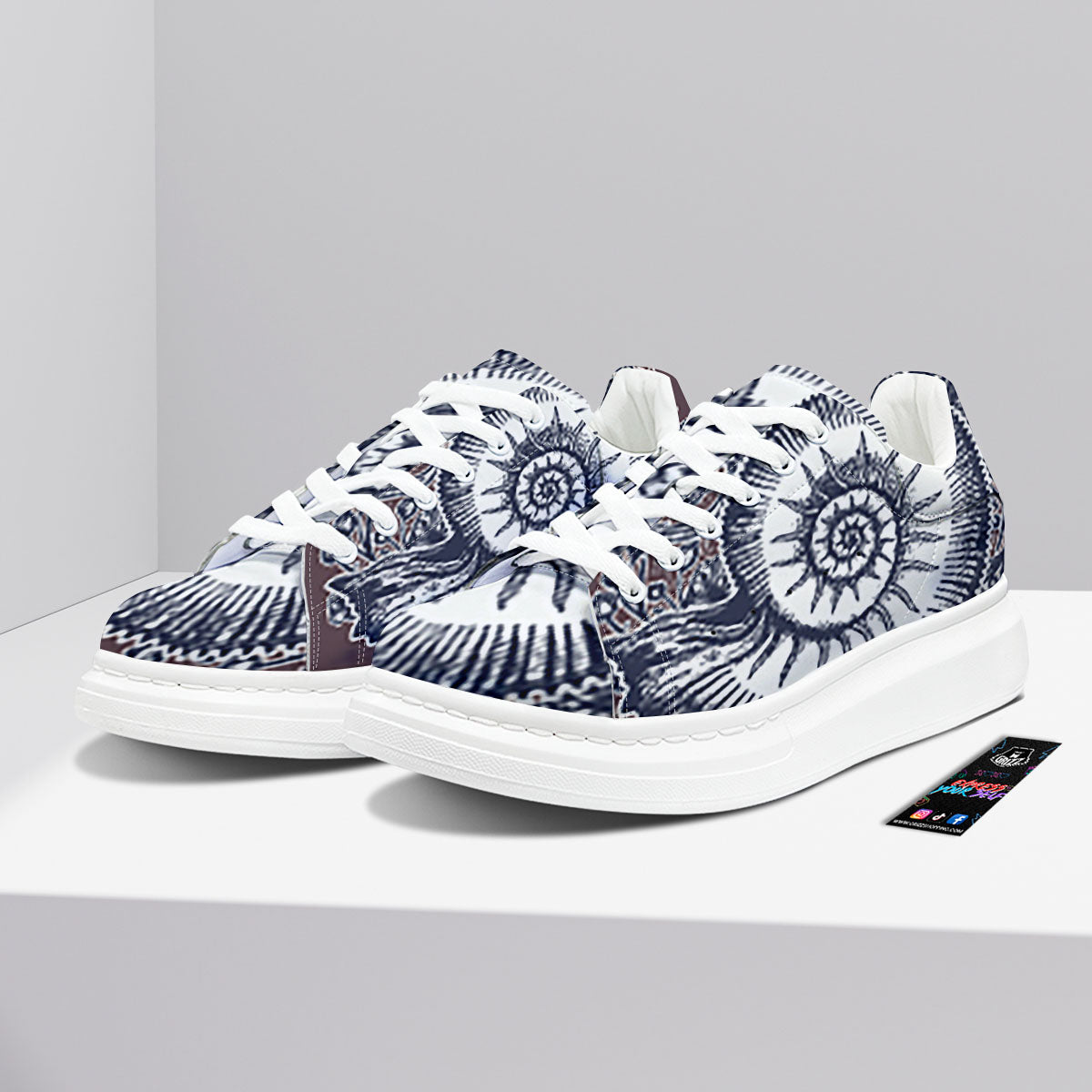 Fossil Ammonite Shell Print Platform Shoes-grizzshop