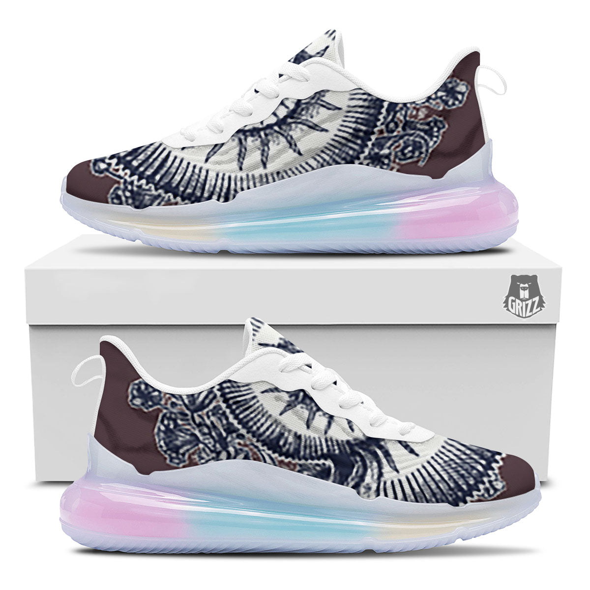 Fossil Ammonite Shell Print Running Sneakers-grizzshop