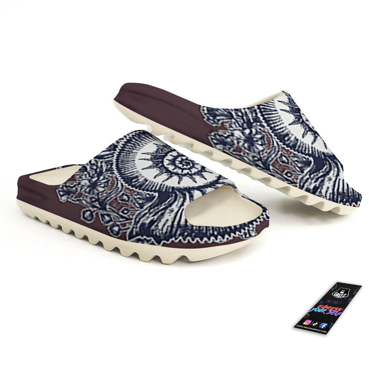 Fossil Ammonite Shell Print Sandals-grizzshop