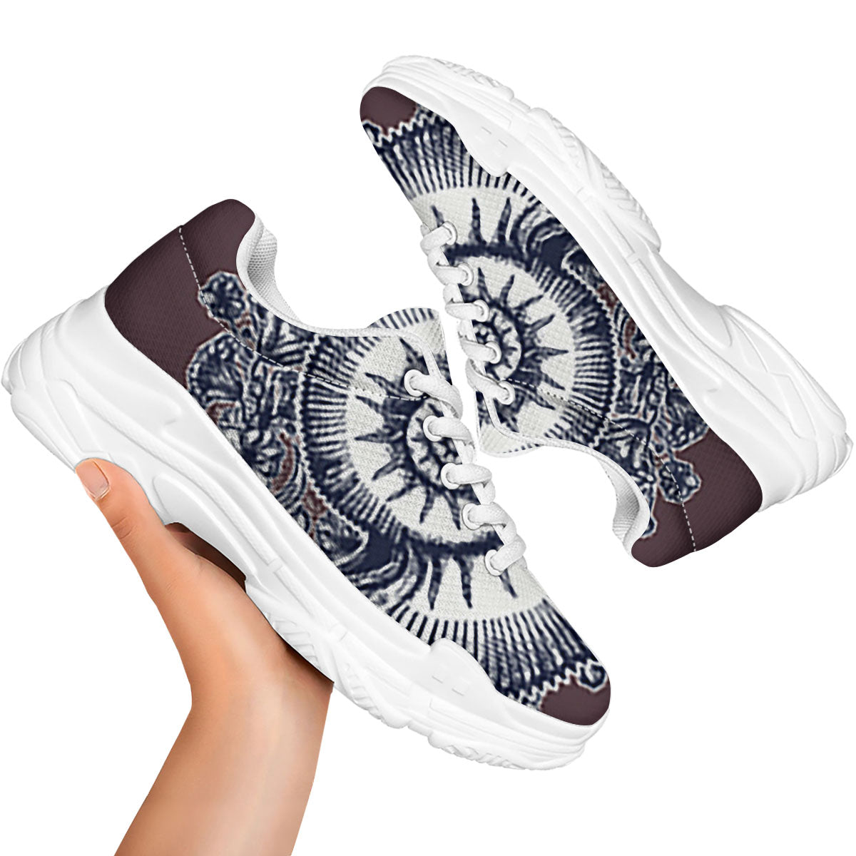 Fossil Ammonite Shell Print White Chunky Shoes-grizzshop