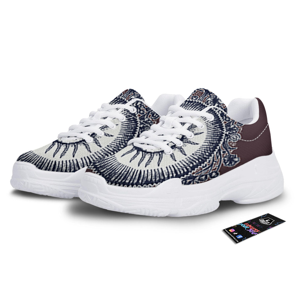 Fossil Ammonite Shell Print White Chunky Shoes-grizzshop