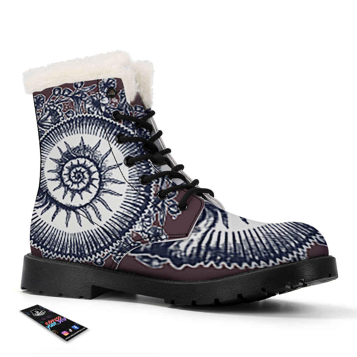 Fossil Ammonite Shell Print Winter Boots-grizzshop