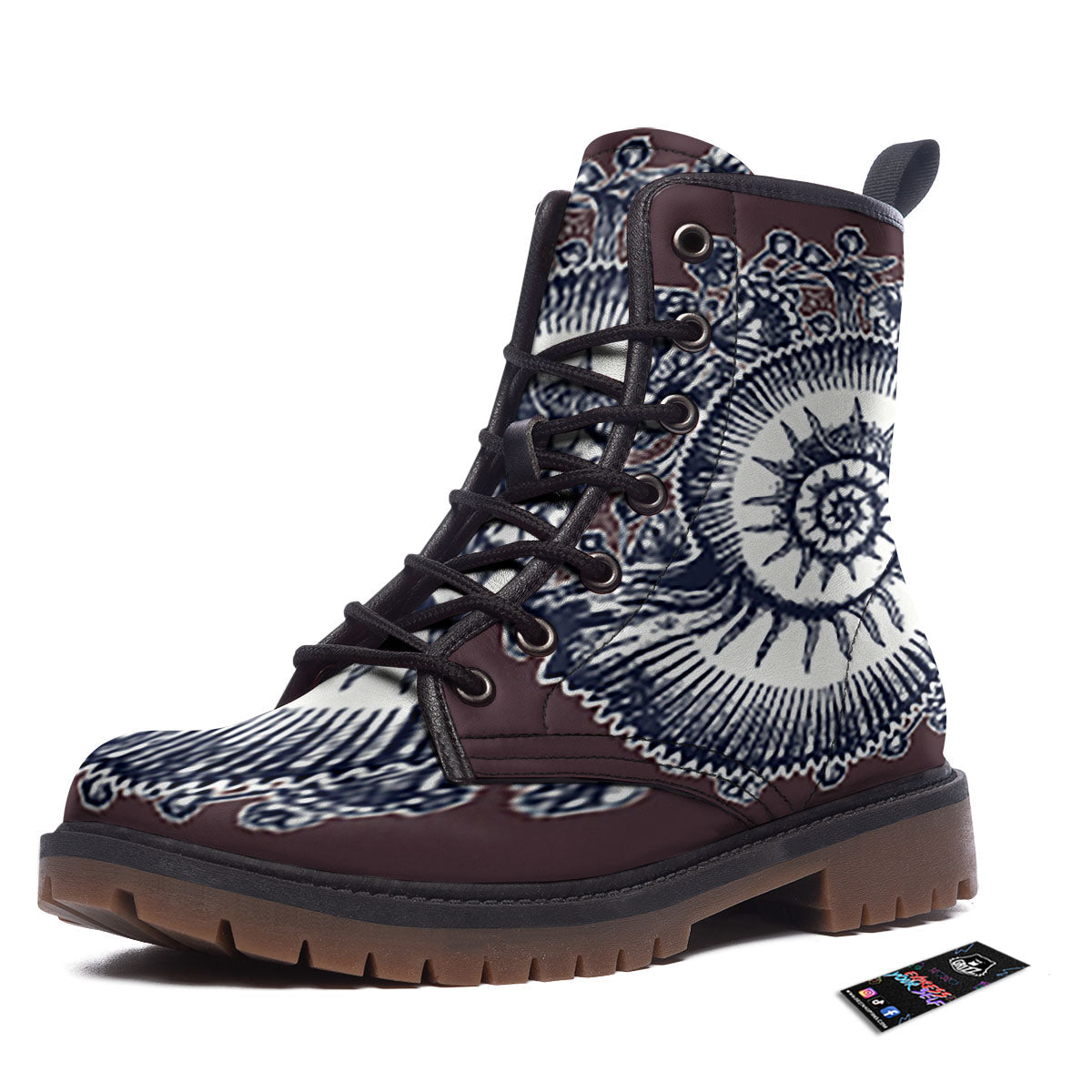 Fossil Ammonite Shell Print Work Boots-grizzshop