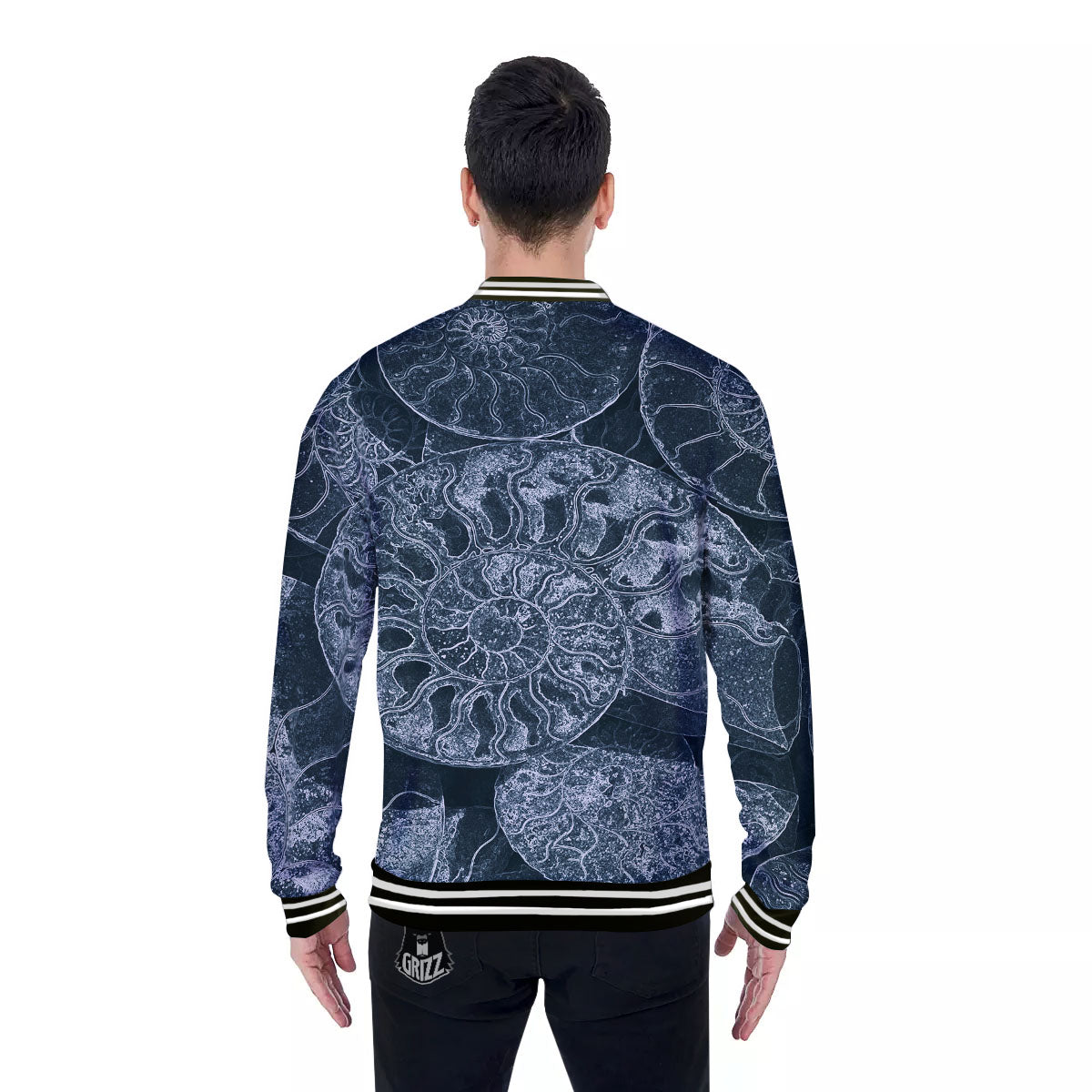 Fossil Ammonoidea Print Baseball Jacket-grizzshop