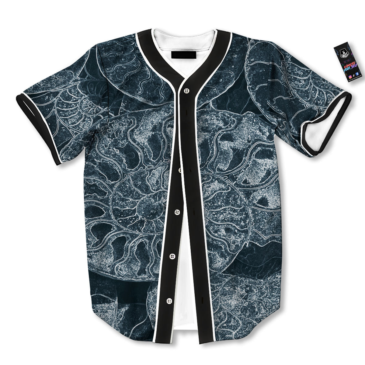 Fossil Ammonoidea Print Baseball Jersey-grizzshop