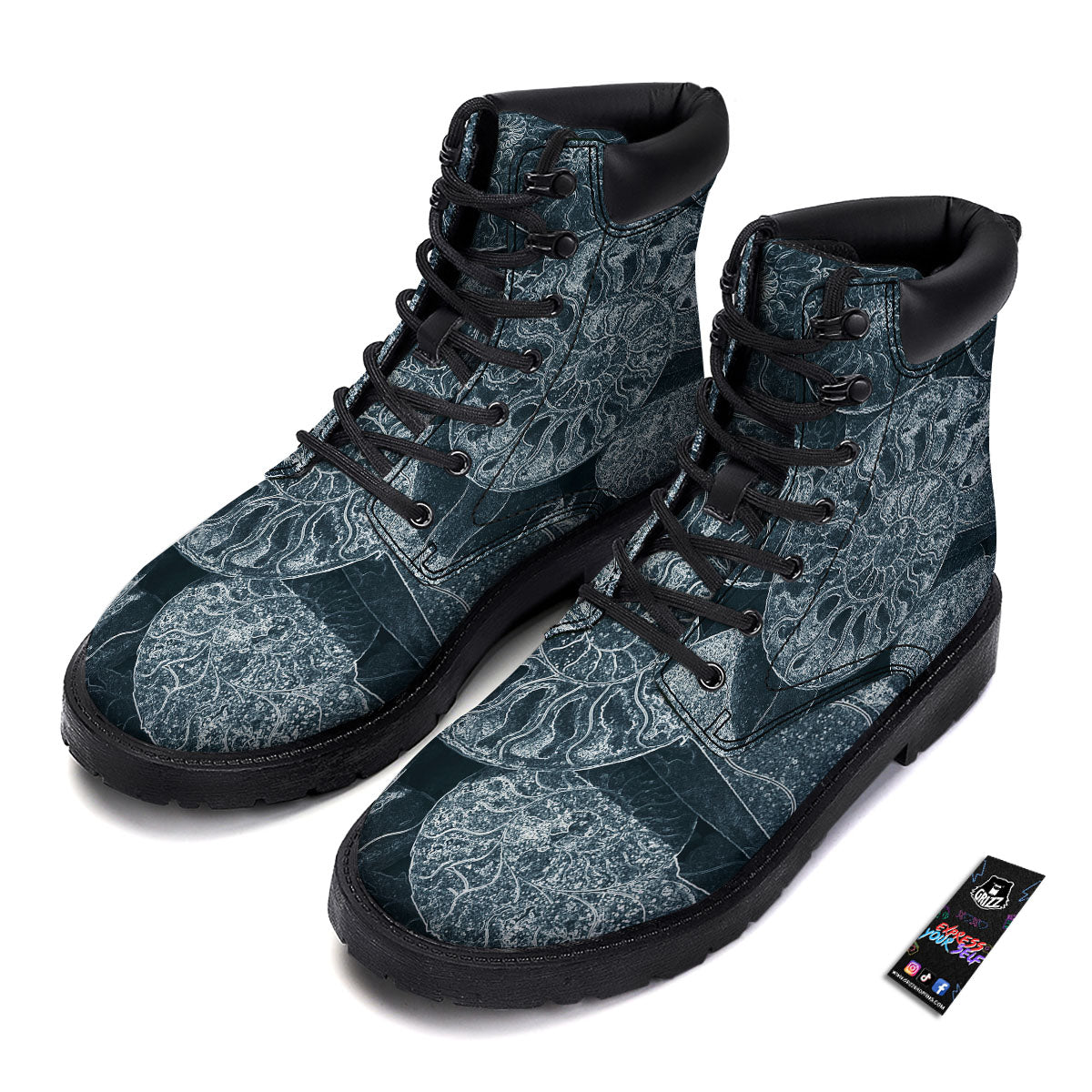 Fossil Ammonoidea Print Boots-grizzshop