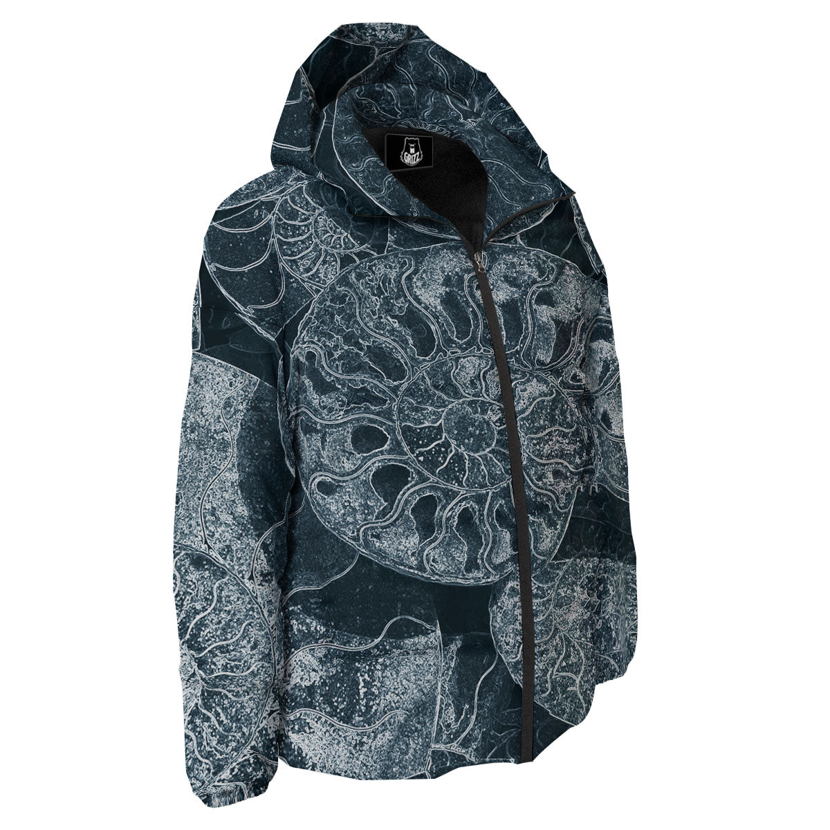 Fossil Ammonoidea Print Down Jacket-grizzshop