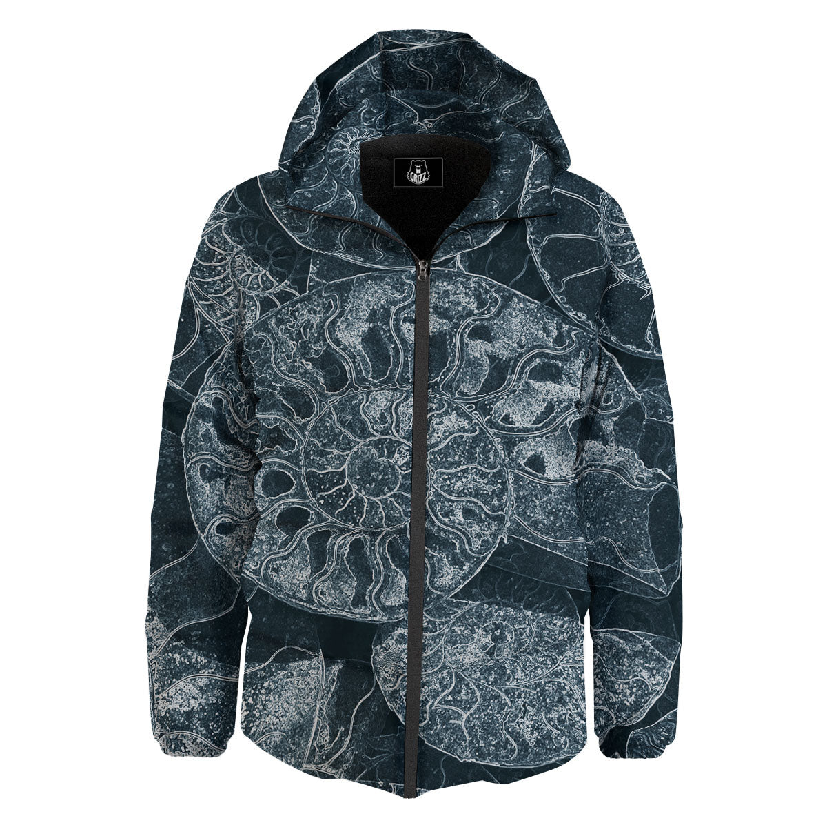 Fossil Ammonoidea Print Down Jacket-grizzshop
