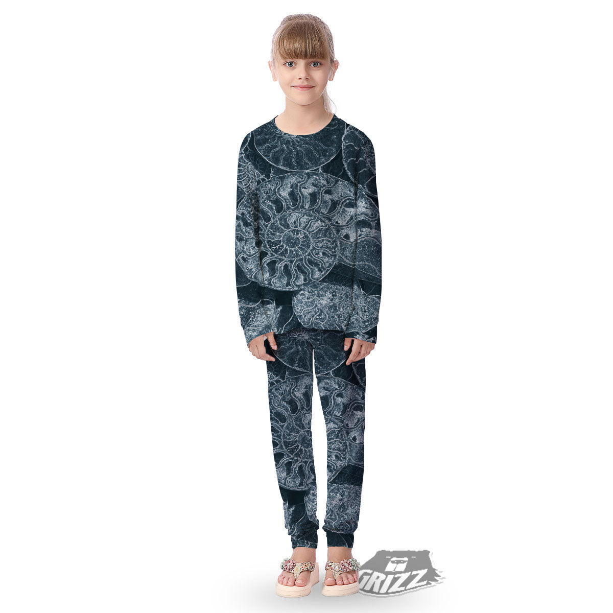 Fossil Ammonoidea Print Kid's Pajamas-grizzshop
