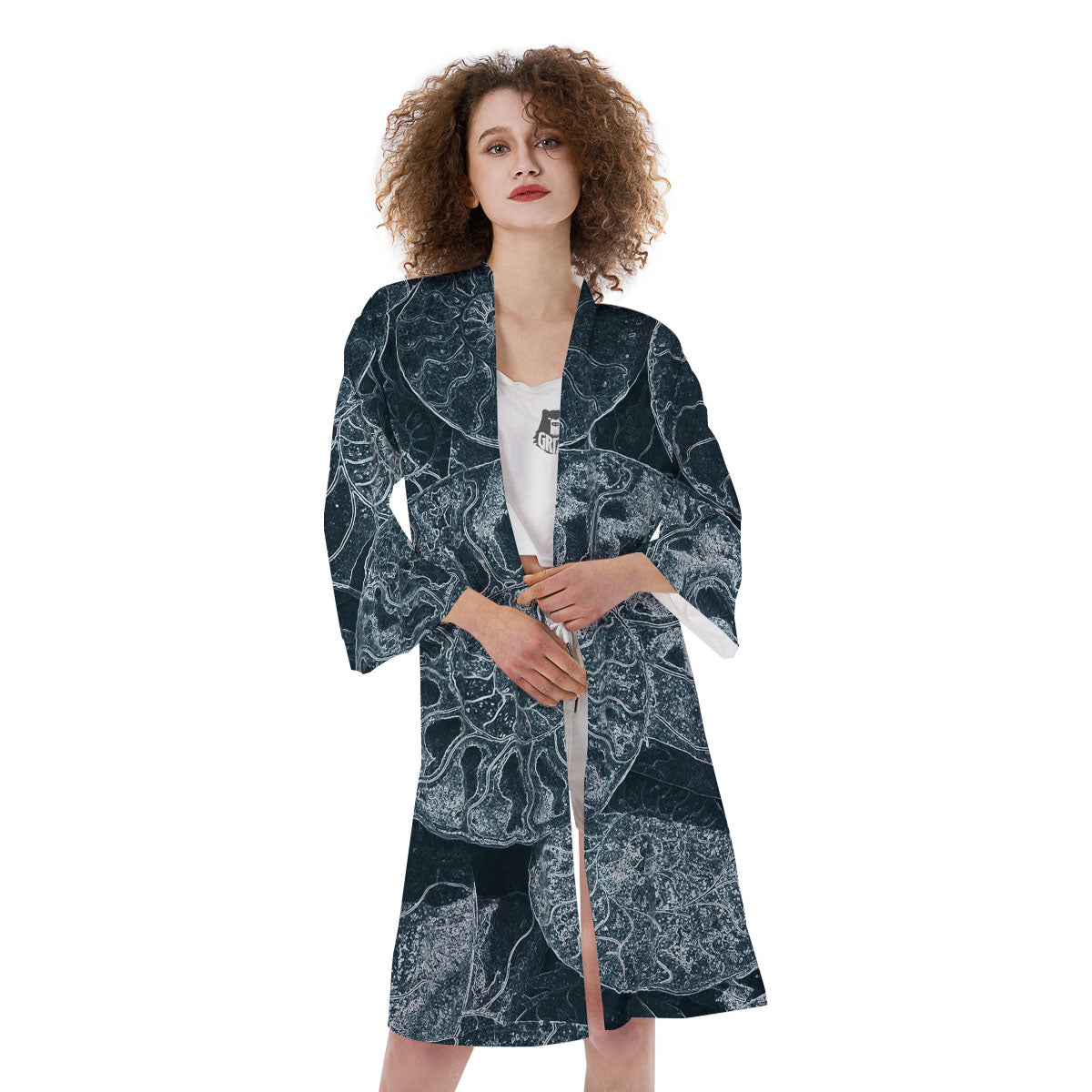 Fossil Ammonoidea Print Kimono-grizzshop