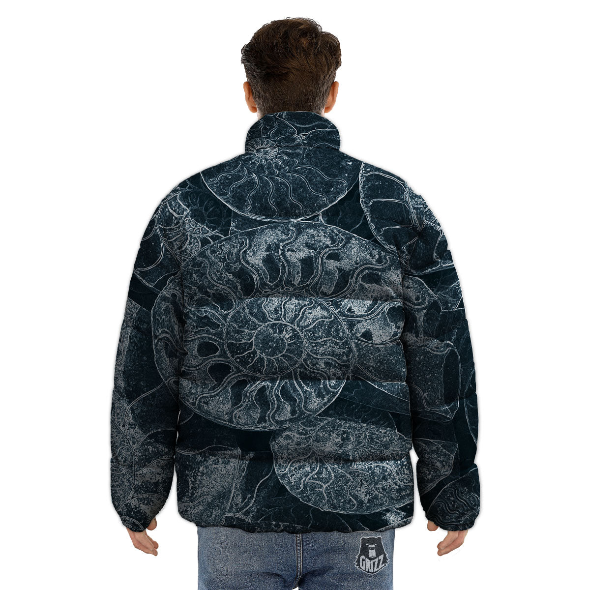 Fossil Ammonoidea Print Puffer Jacket-grizzshop