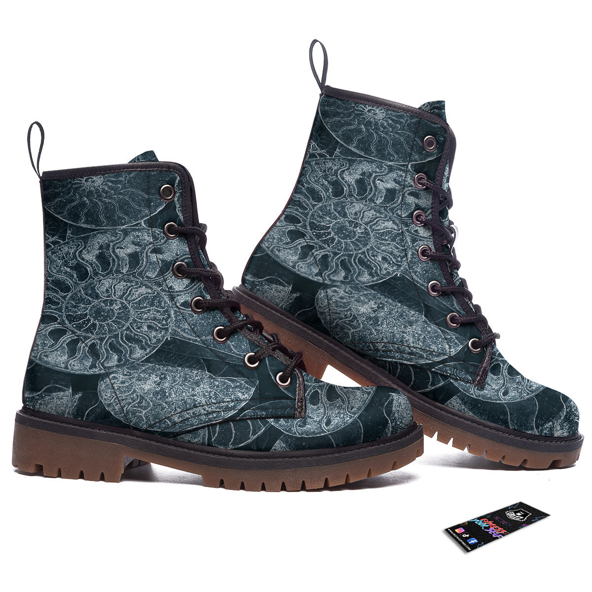 Fossil Ammonoidea Print Work Boots-grizzshop