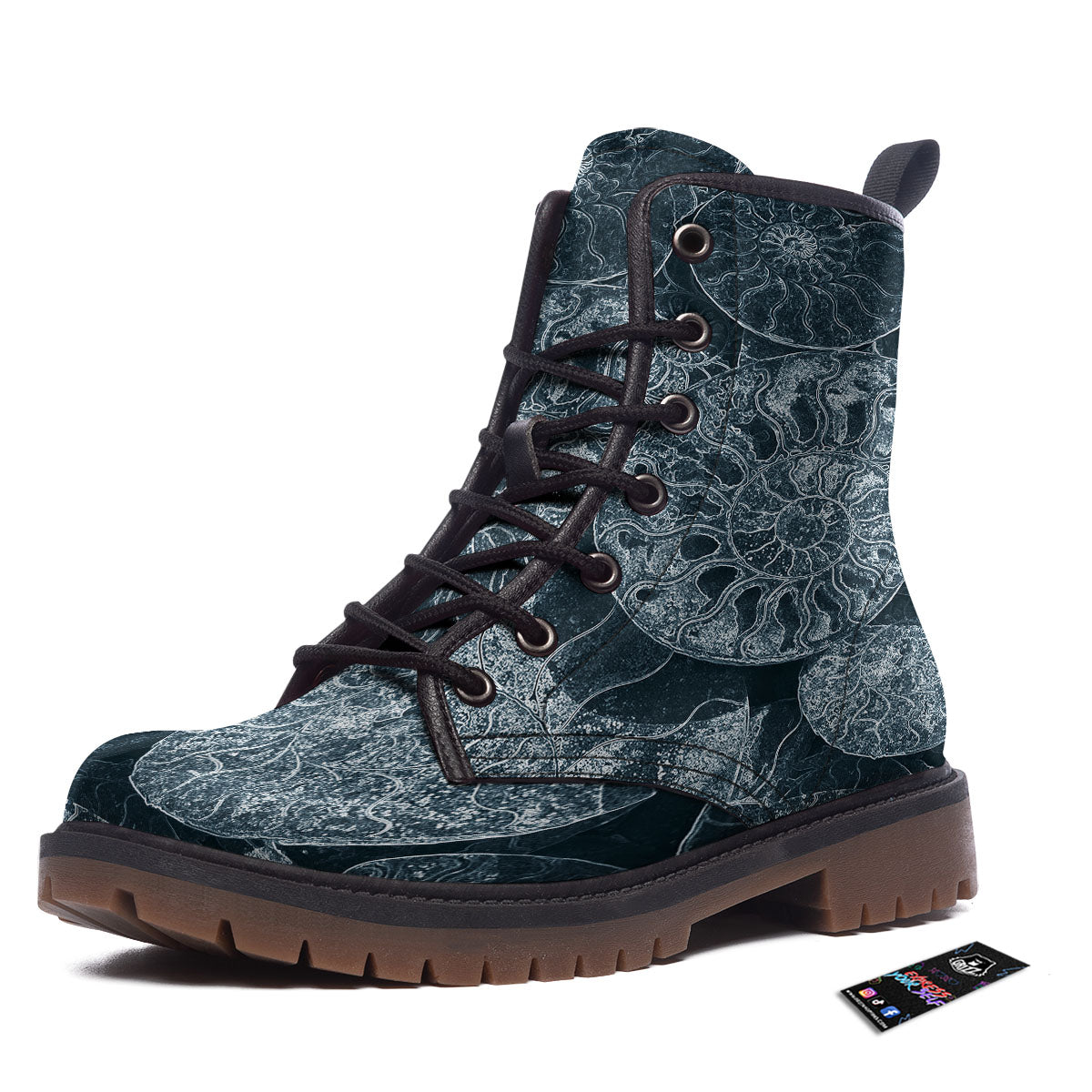 Fossil Ammonoidea Print Work Boots-grizzshop