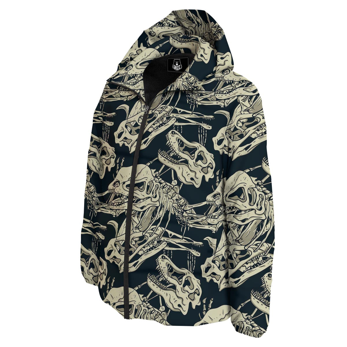 Fossil Dino And T Rex Print Pattern Down Jacket-grizzshop