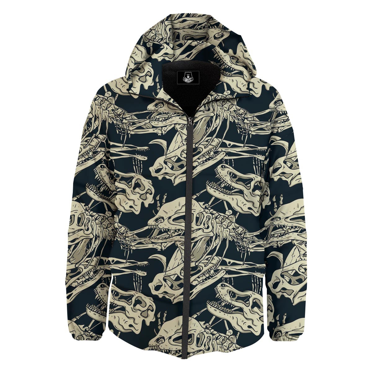 Fossil Dino And T Rex Print Pattern Down Jacket-grizzshop
