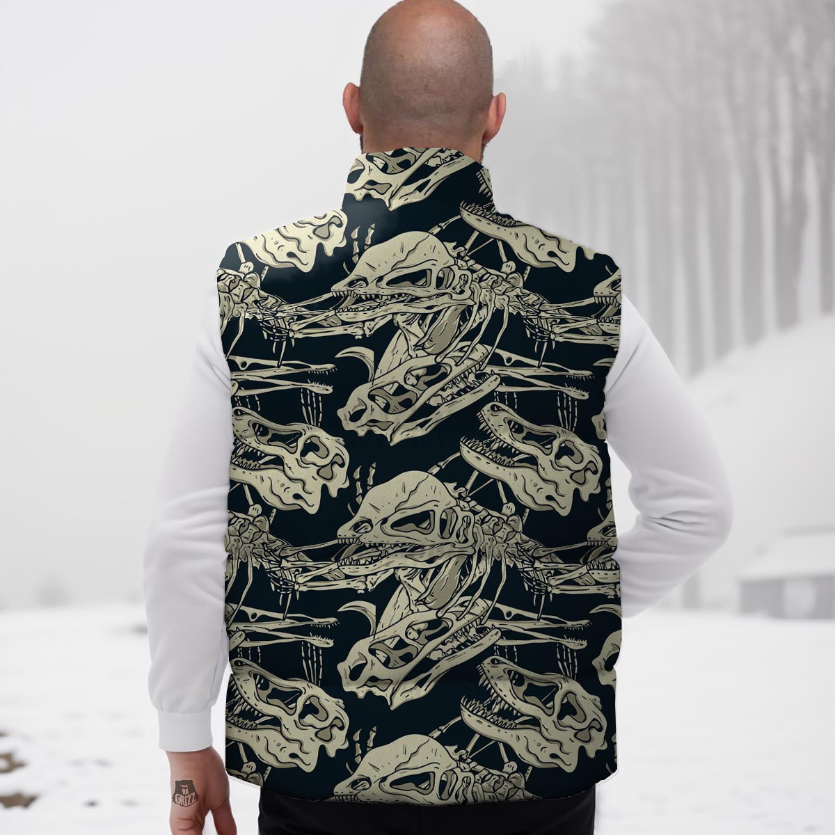 Fossil Dino And T Rex Print Pattern Down Vest