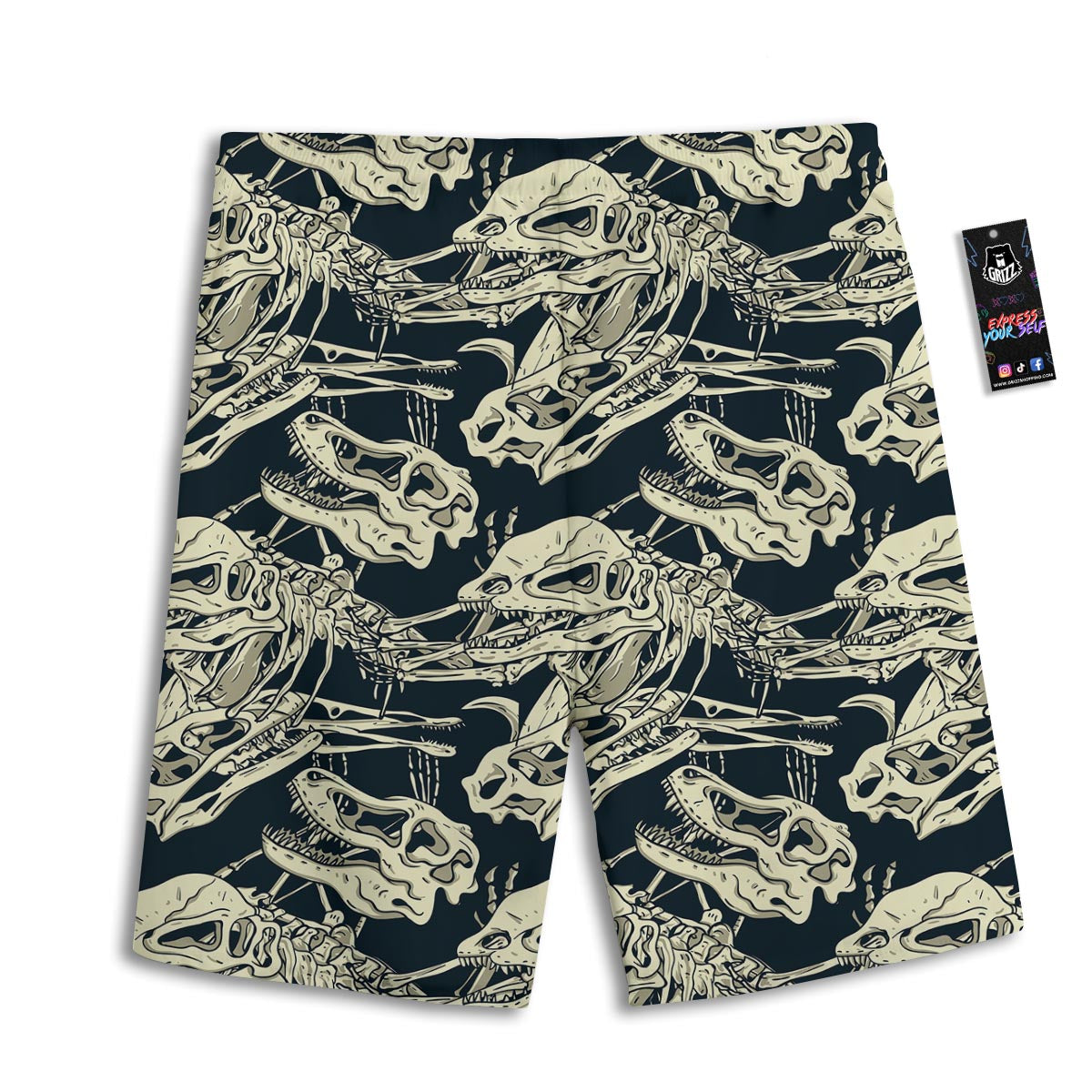 Fossil Dino And T Rex Print Pattern Men's Athletic Shorts