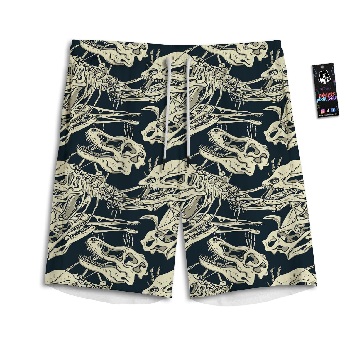 Fossil Dino And T Rex Print Pattern Men's Athletic Shorts