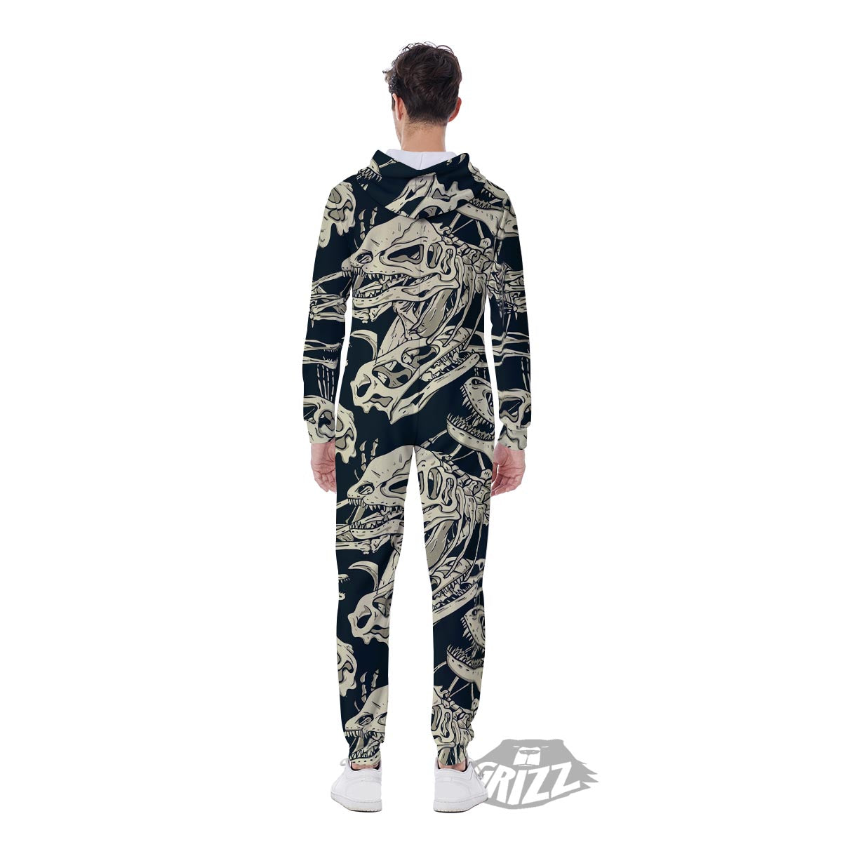 Fossil Dino And T Rex Print Pattern Men's Jumpsuit-grizzshop