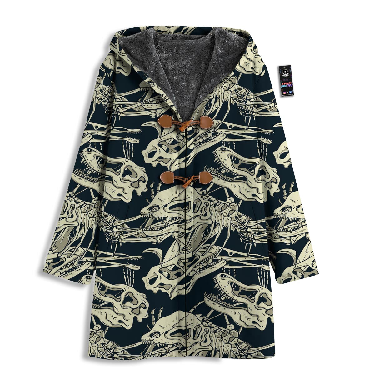 Fossil Dino And T Rex Print Pattern Men's Windbreaker Jacket-grizzshop