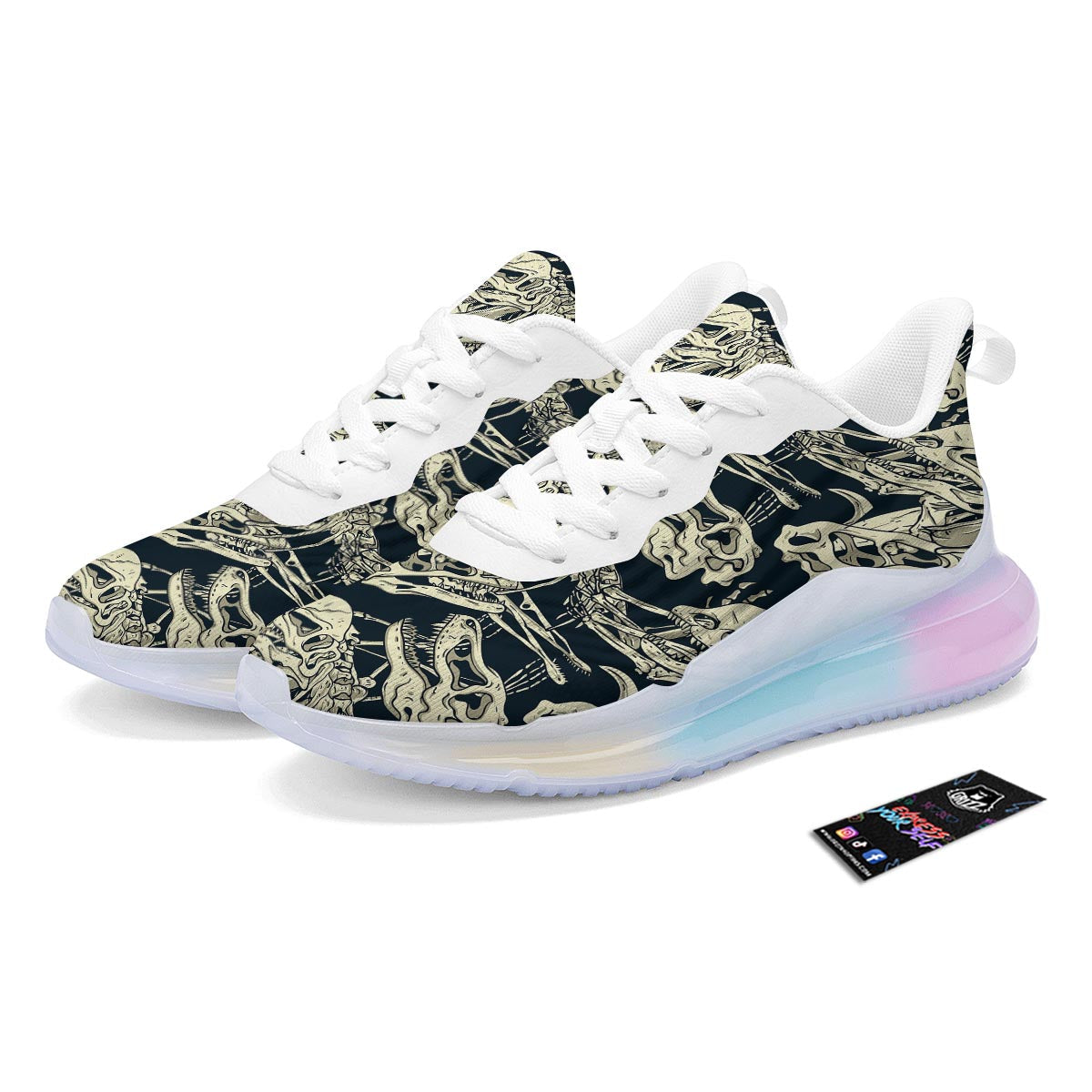 Fossil Dino And T Rex Print Pattern Running Sneakers-grizzshop
