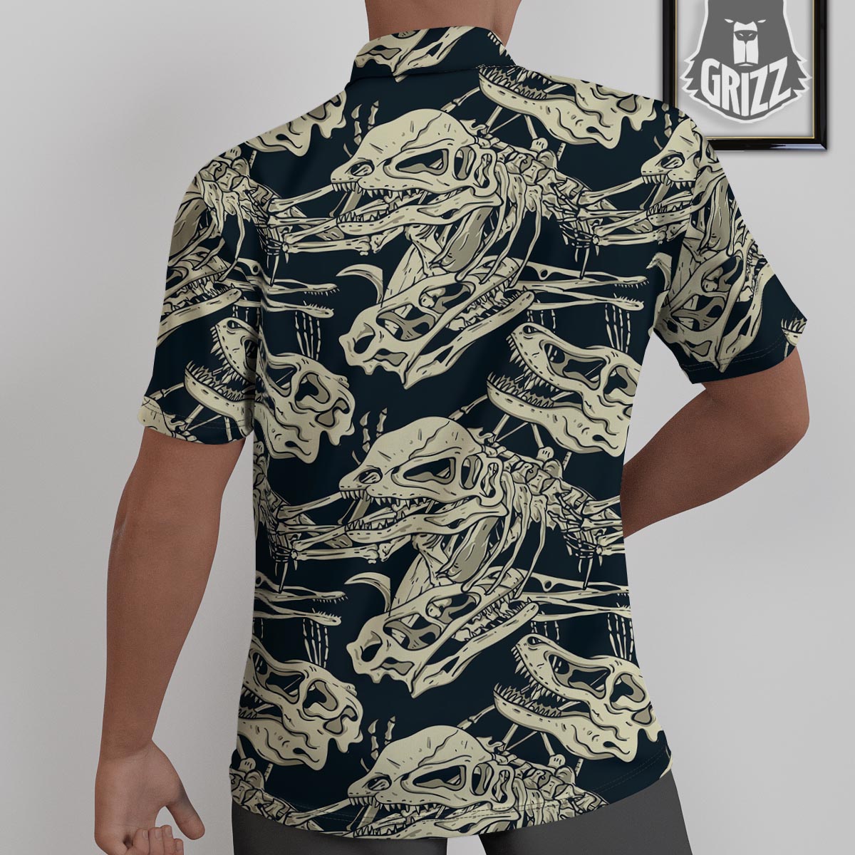 Fossil Dino And T Rex Print Pattern Untucked Shirts-grizzshop