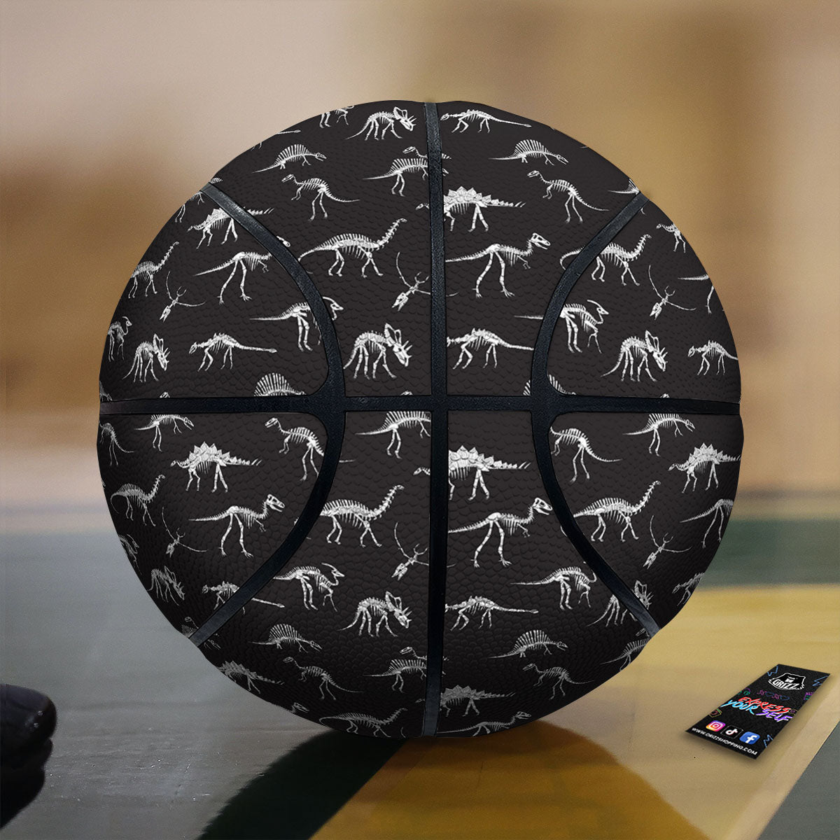 Fossil Dino Skeleton Print Pattern Basketball-grizzshop
