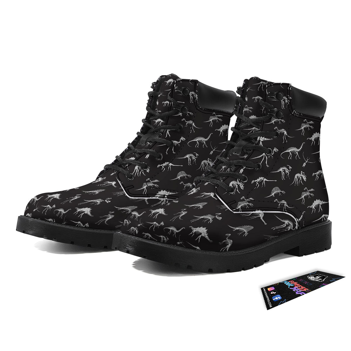 Fossil Dino Skeleton Print Pattern Boots-grizzshop