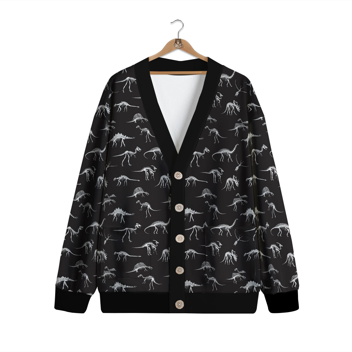 Fossil Dino Skeleton Print Pattern Cardigan-grizzshop