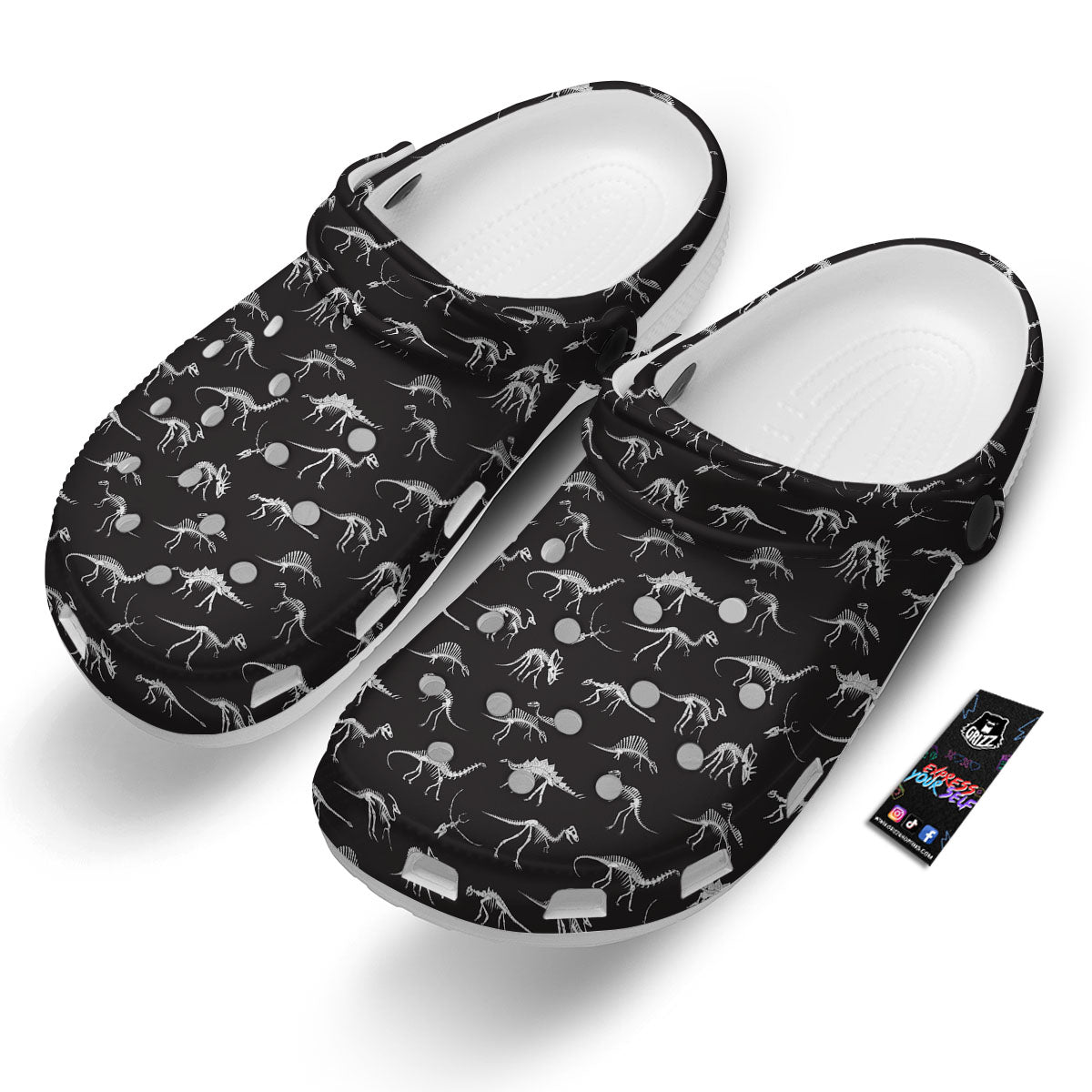 Fossil Dino Skeleton Print Pattern Clog-grizzshop
