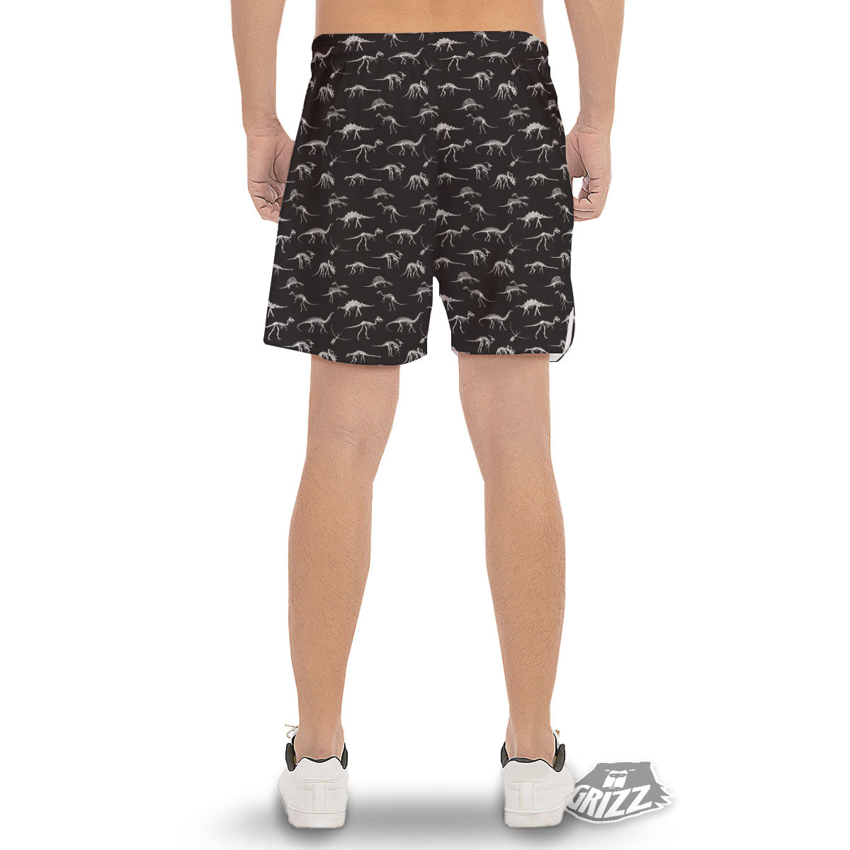 Fossil Dino Skeleton Print Pattern Men's Gym Shorts-grizzshop