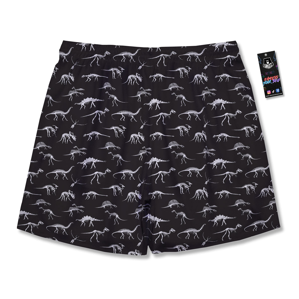 Fossil Dino Skeleton Print Pattern Men's Running Shorts-grizzshop