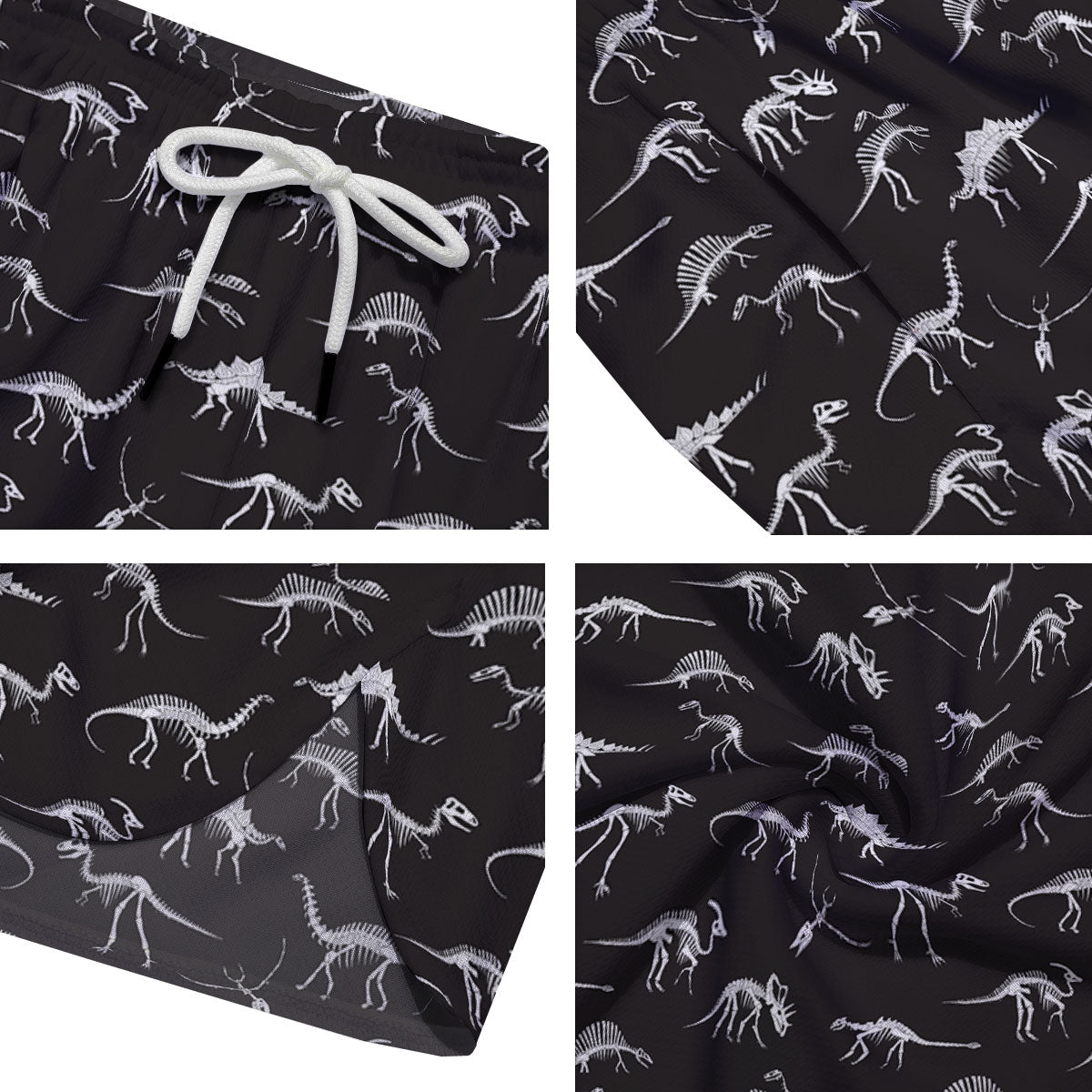 Fossil Dino Skeleton Print Pattern Men's Running Shorts-grizzshop
