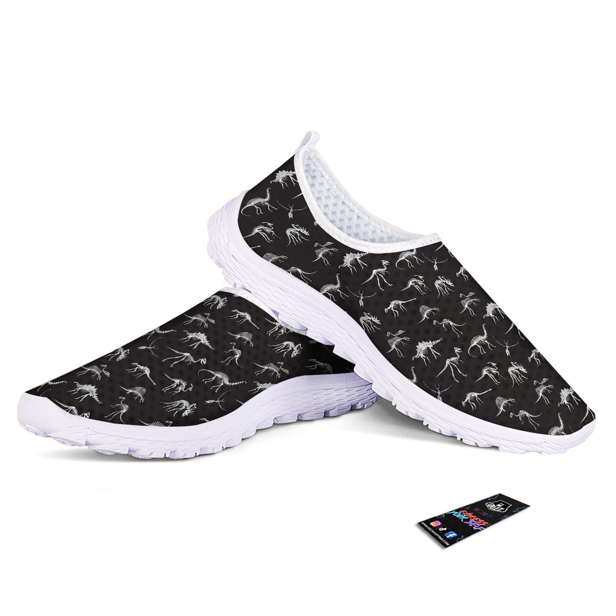 Fossil Dino Skeleton Print Pattern Nurse Shoes-grizzshop