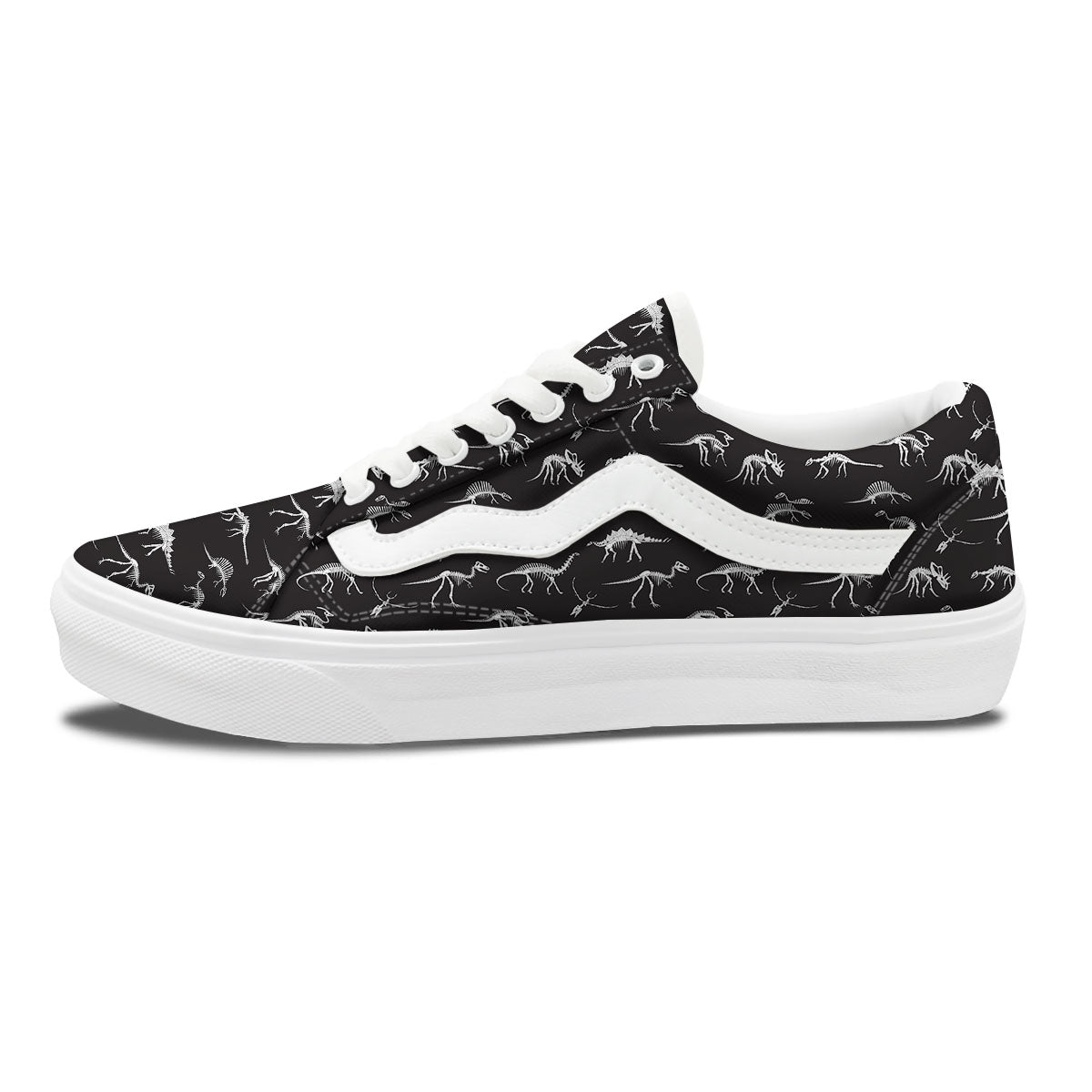 Fossil Dino Skeleton Print Pattern Skate Shoes-grizzshop