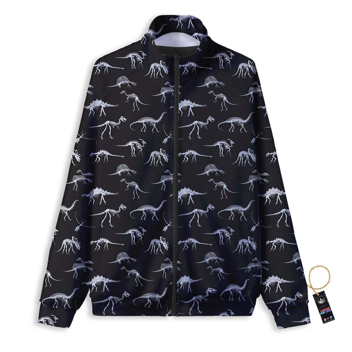 Fossil Dino Skeleton Print Pattern Track Jacket-grizzshop