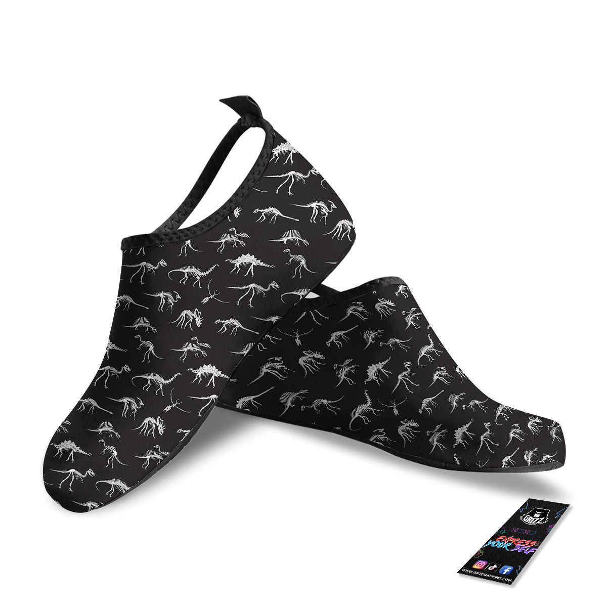 Fossil Dino Skeleton Print Pattern Water Shoes-grizzshop