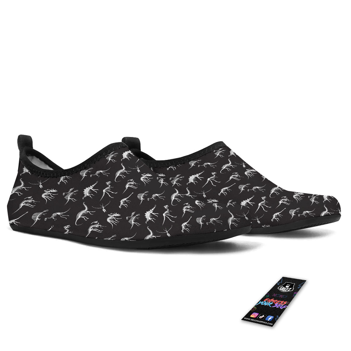 Fossil Dino Skeleton Print Pattern Water Shoes-grizzshop