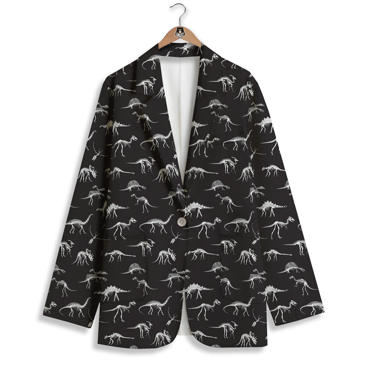 Fossil Dino Skeleton Print Pattern Women's Blazer-grizzshop