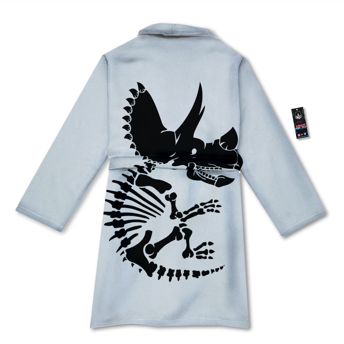 Fossil Dinosaur Monochrome Print Bathrobe-grizzshop