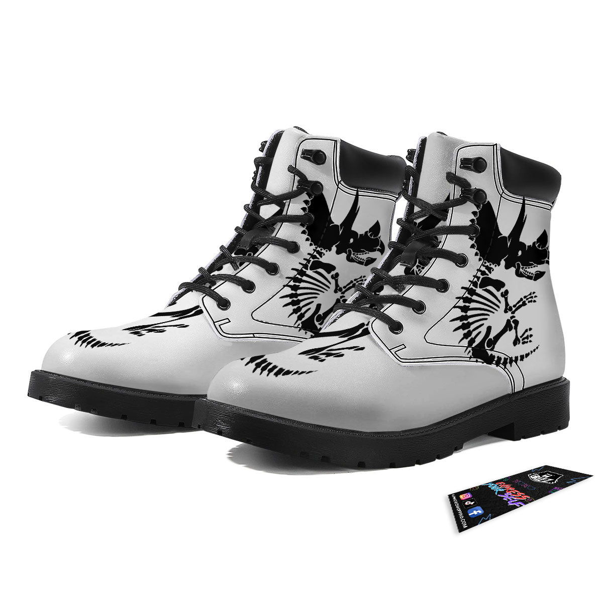 Fossil Dinosaur Monochrome Print Boots-grizzshop
