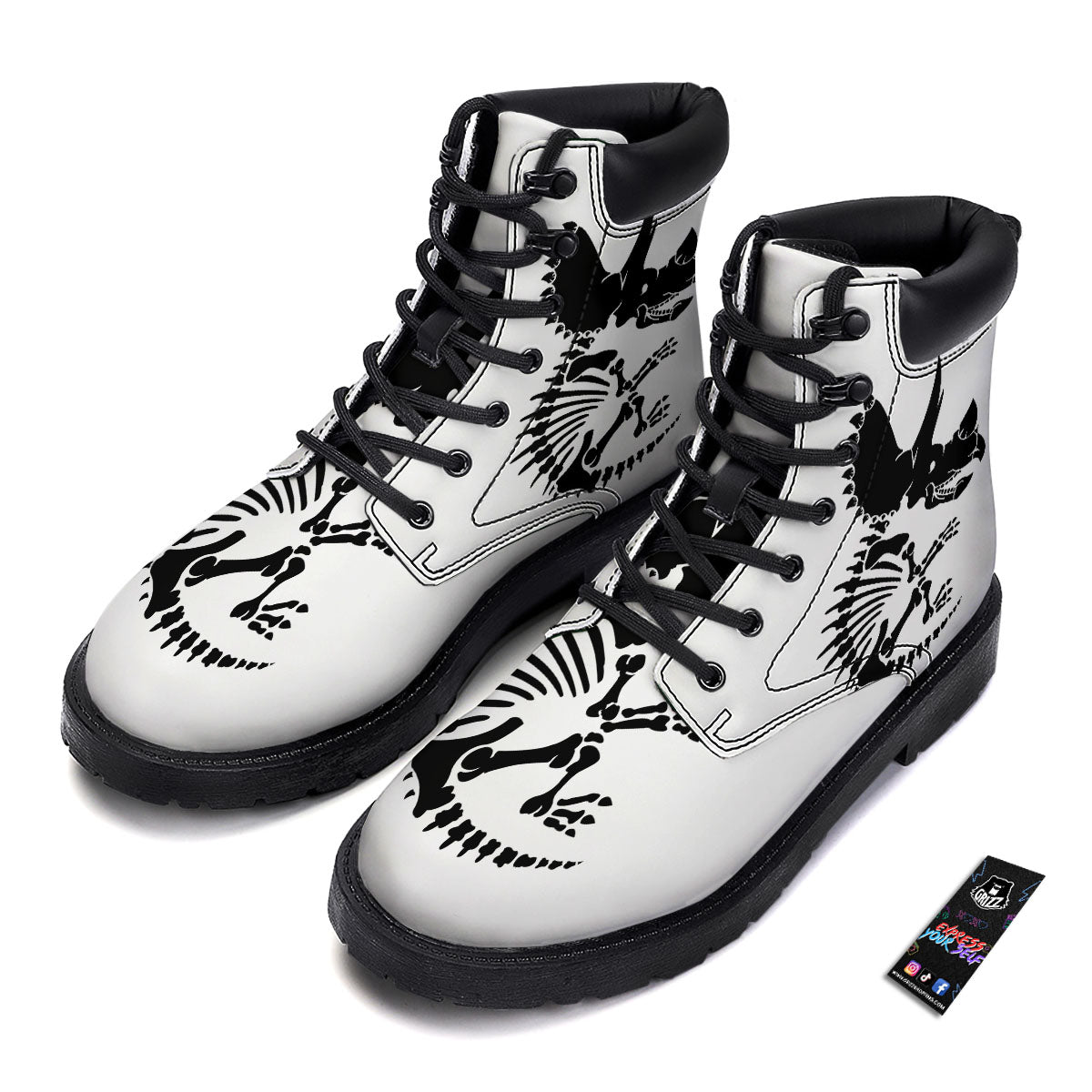 Fossil Dinosaur Monochrome Print Boots-grizzshop