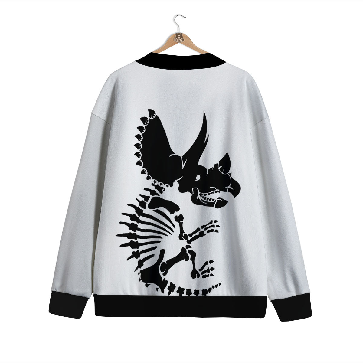 Fossil Dinosaur Monochrome Print Cardigan-grizzshop