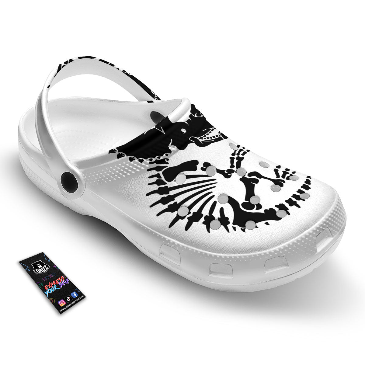 Fossil Dinosaur Monochrome Print Clog-grizzshop