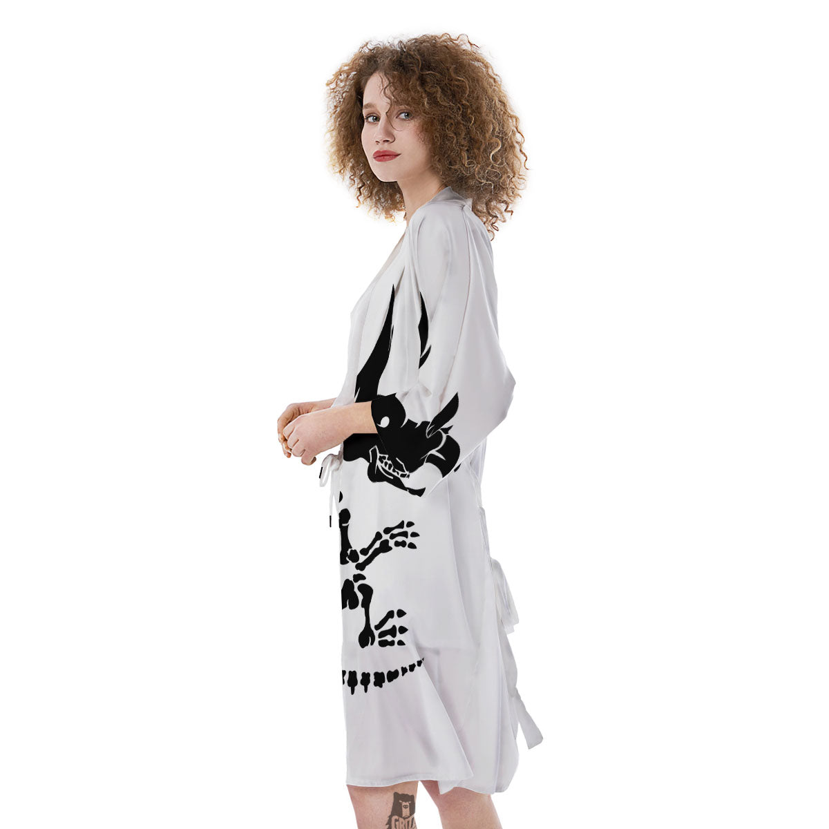 Fossil Dinosaur Monochrome Print Kimono-grizzshop
