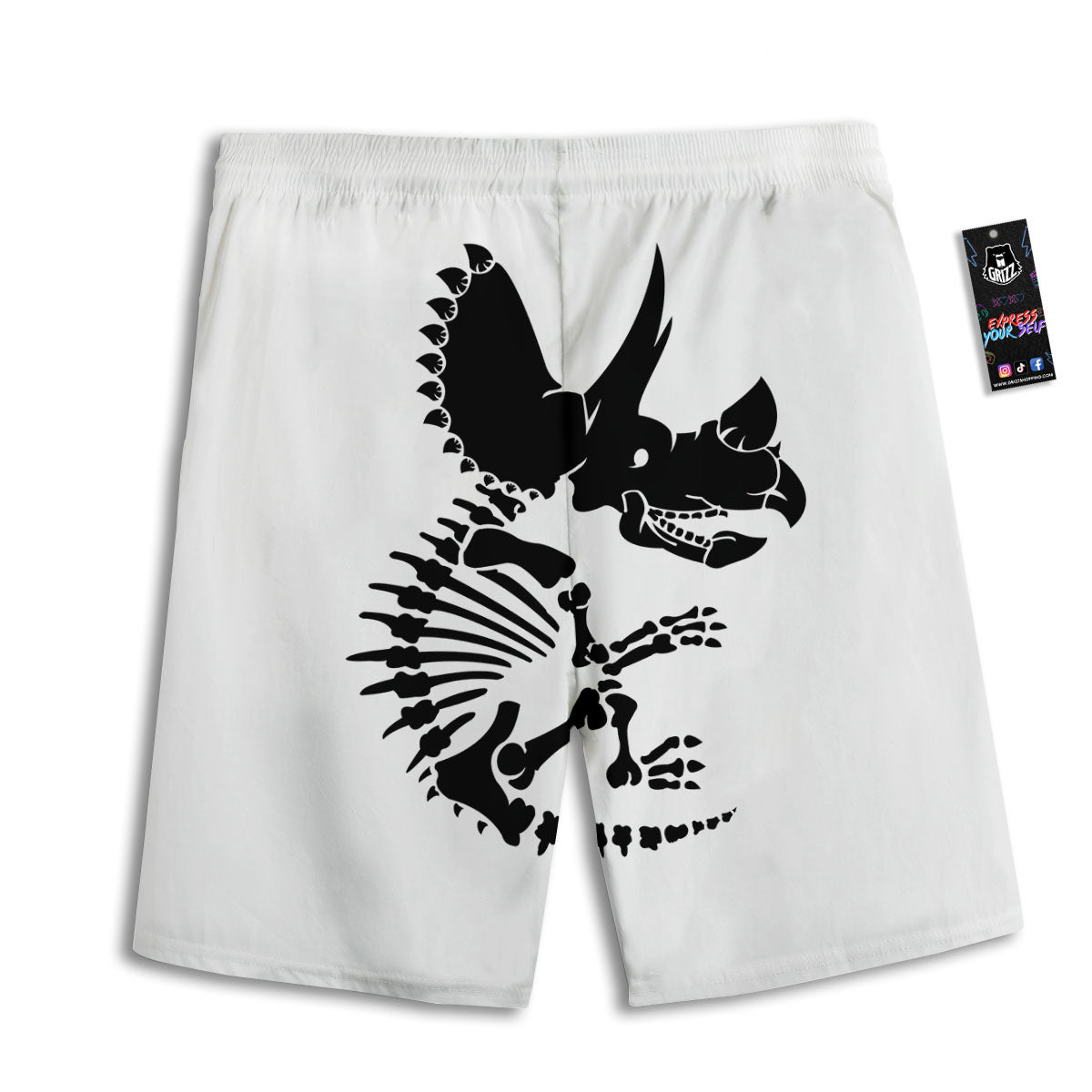 Fossil Dinosaur Monochrome Print Men's Athletic Shorts