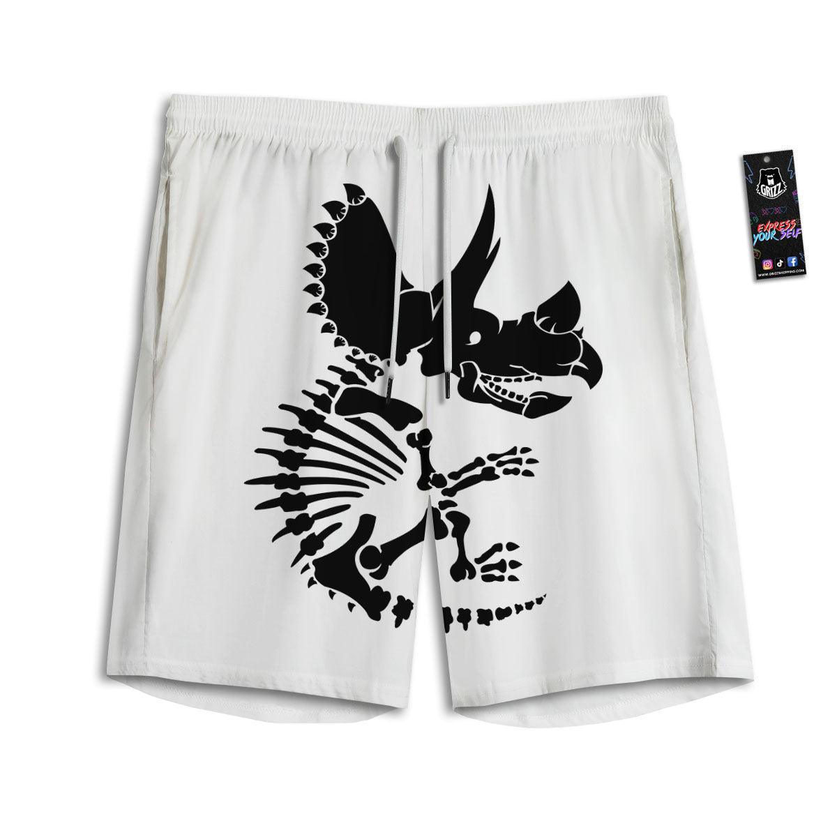 Fossil Dinosaur Monochrome Print Men's Athletic Shorts